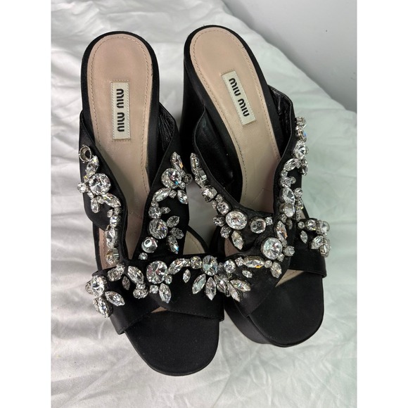 Miu Miu crystal black satan platform size 39 - Picture 3 of 9